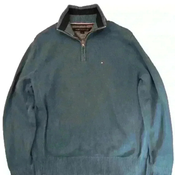 Blue Tommy  Hilfger quarter zip sweatshirt - Picture 1 of 4